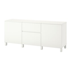 BESTÅ, siderboard with drawer runner, soft-closing, White / Västerviken white