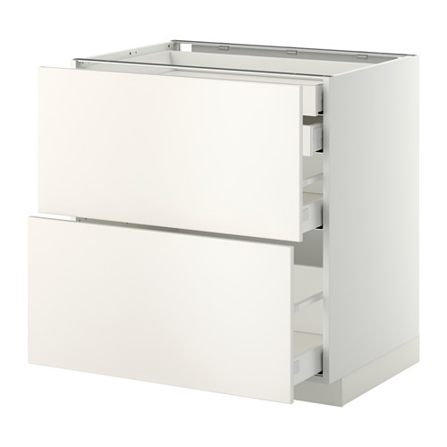 Mueble de cocina METOD blanco con cajones lisos.