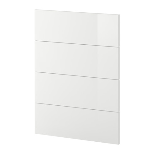 Una puerta de armario de cocina METOD blanca con un acabado brillante. Tiene un diseño elegante y rectangular.