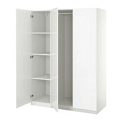 PAX/KAMMARTORP/GRIMO, wardrobe combination, FARDAL high gloss white