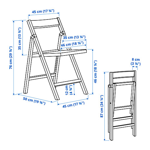 Measurement Illustration - IKEA PS 2026 folding chair
