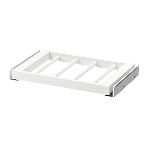 Percha para pantalones KOMPLEMENT, blanca, estructura rectangular, acero resistente, raíles recubiertos de epoxi.