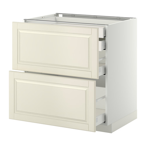 Mueble de cocina METOD de Ikea con dos cajones, blanco roto, rectangulares, bordes biselados.