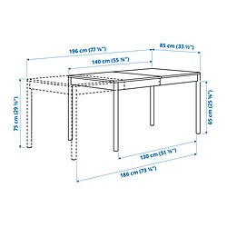 Measurement Illustration - TONSTAD extendable table