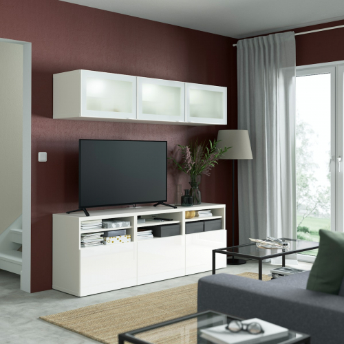 BESTÅ TV storage combination with drawer runner, soft-closing