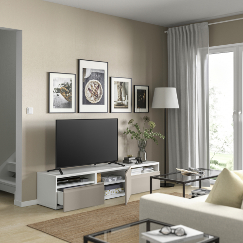 BESTÅ, TV unit with drawer runner, soft-closing. 3 of 8 open dialog