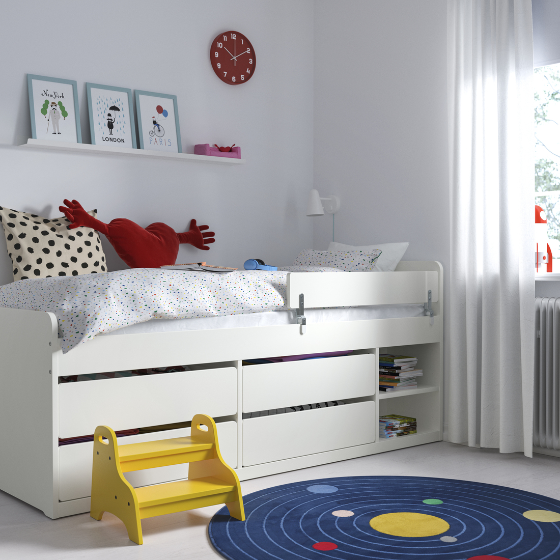 SLÄKT / NATTAPA, bed with storage and guard rail. 2 of 6 open dialog