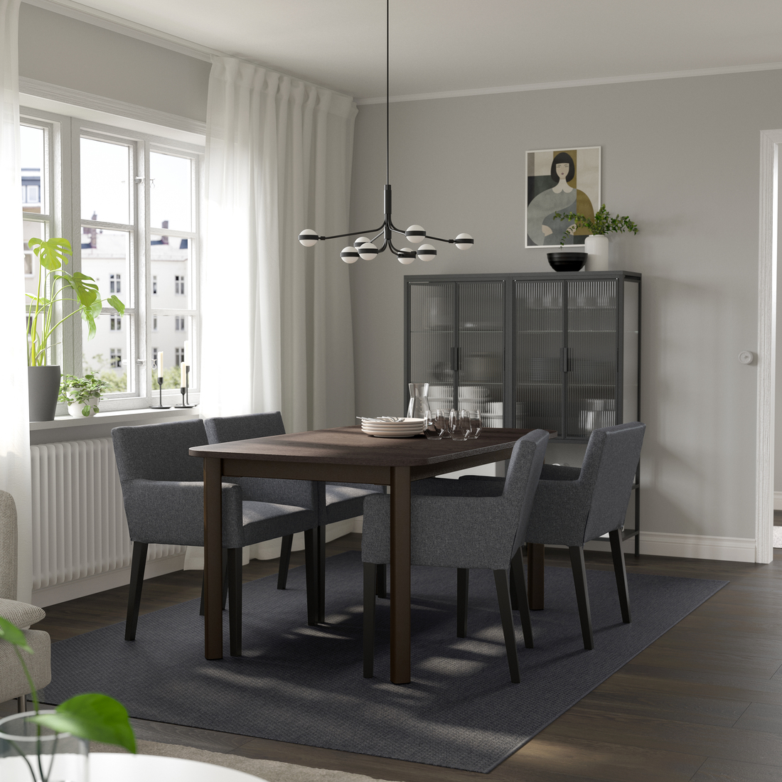 STRANDTORP / MÅRENÄS, extendable dining table and 4 chairs. 2 of 5 open dialog