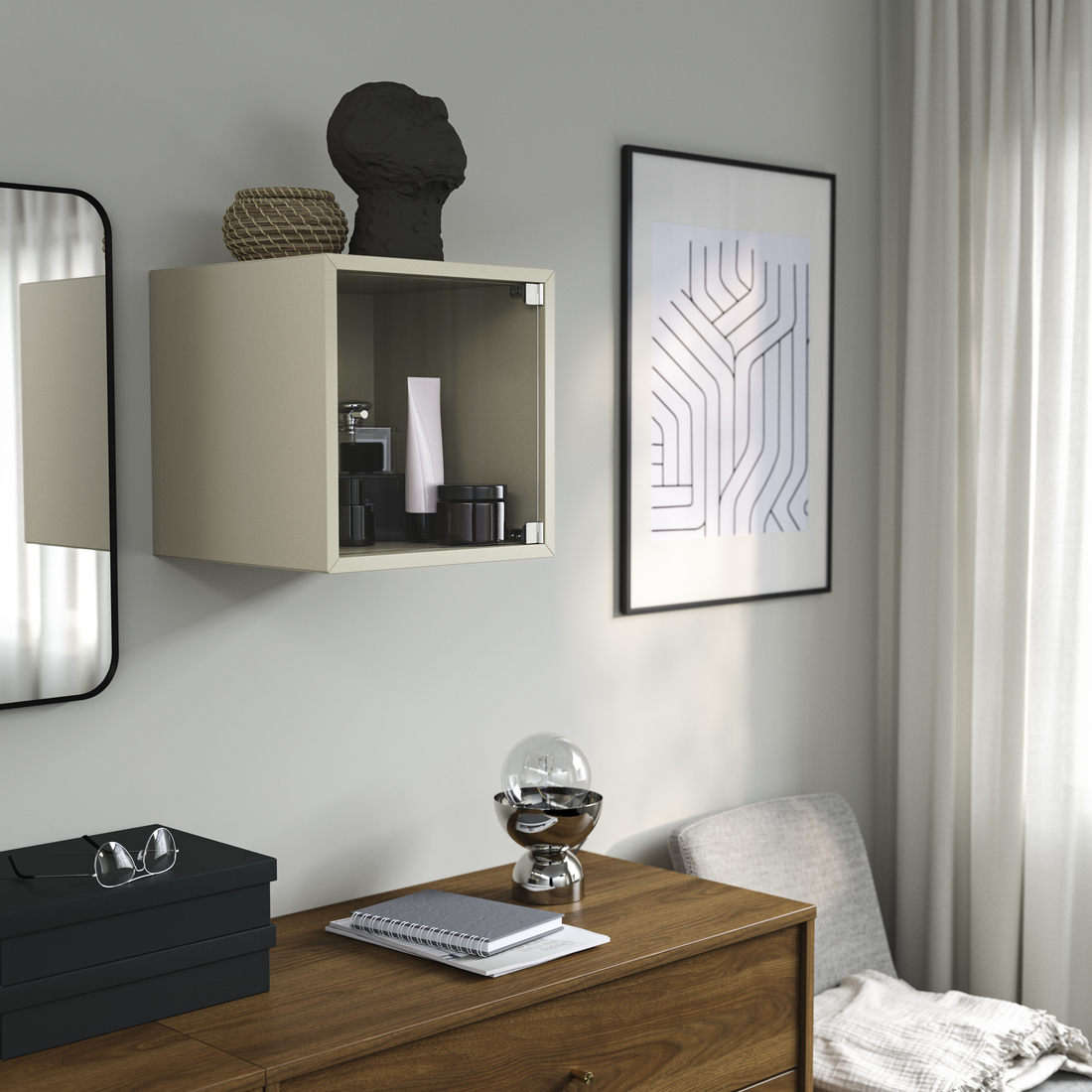 EKET, mueble de almacenaje con puerta de vidrio. 2 de 4 open dialog