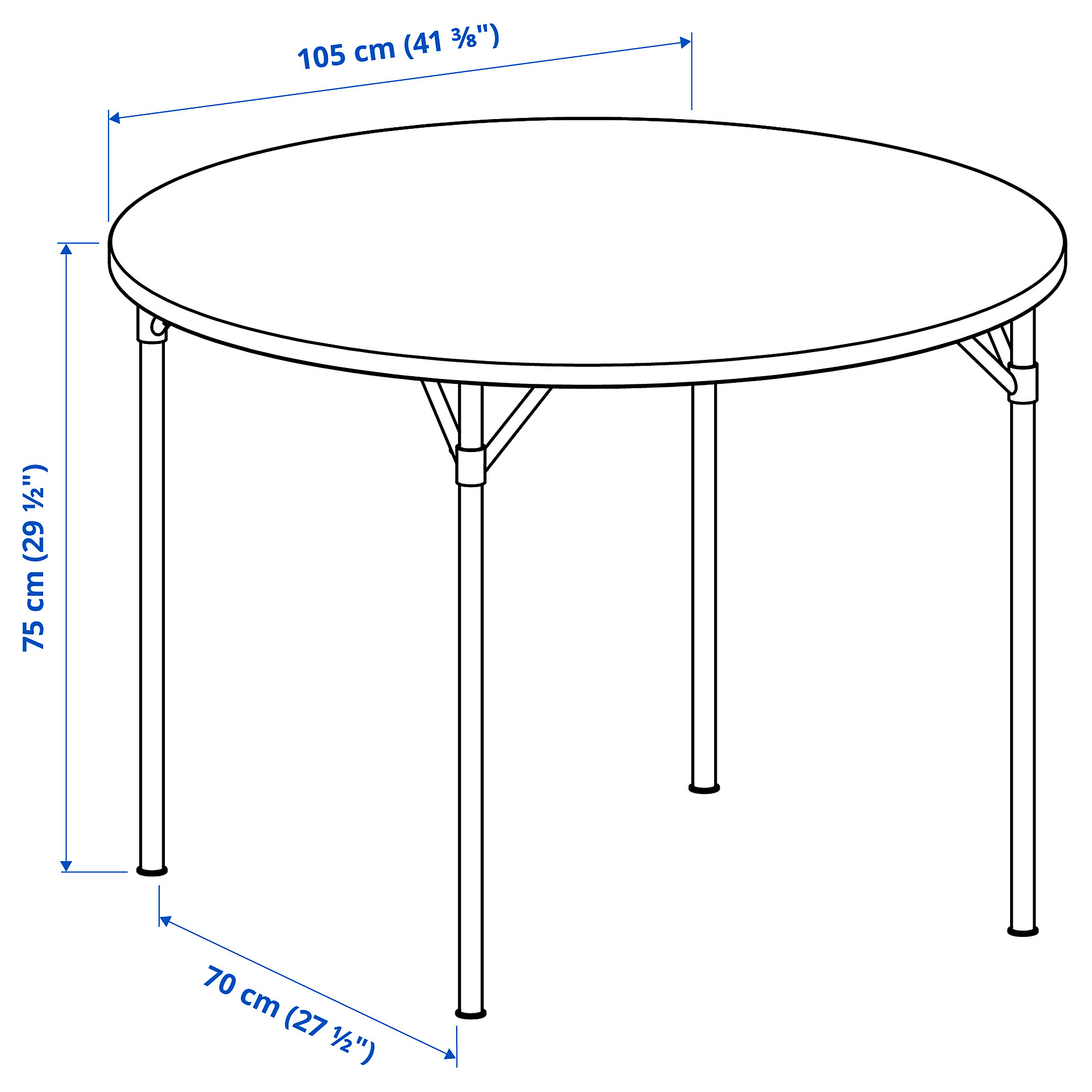 Measurement Illustration - GRÖTÅN/SKOGSTA round dining table and 4 chairs