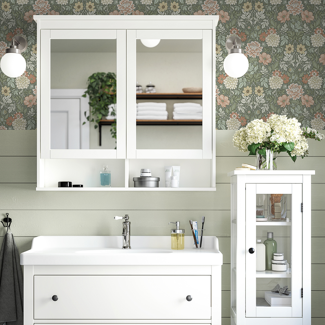 HEMNES, mirror cabinet with 2 doors. 2 of 3 open dialog