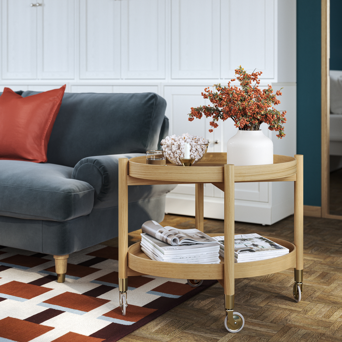 VALNÄS, serving cart with storage. 2 of 4 open dialog