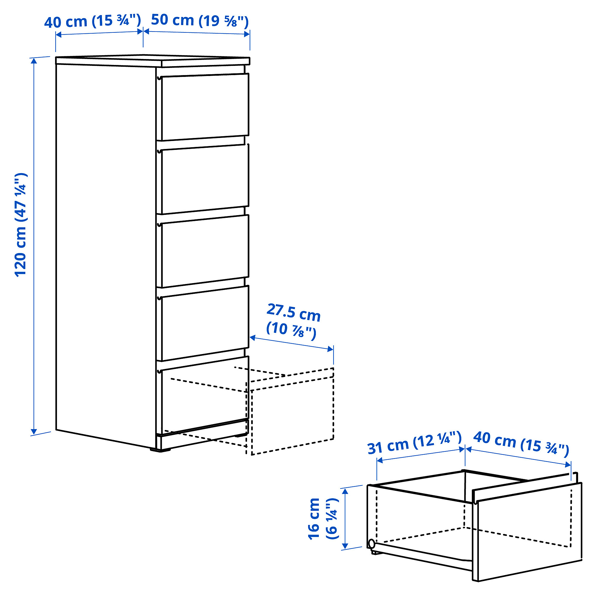 STORKLINTA, 5-drawer dresser. 7 of 7 open dialog