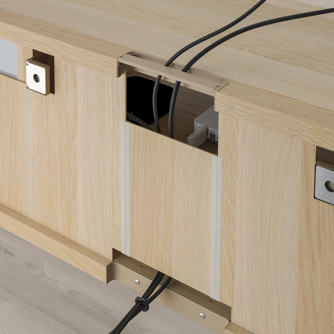 BESTÅ, TV bench drawer runner push-open. 4 of 7 open dialog