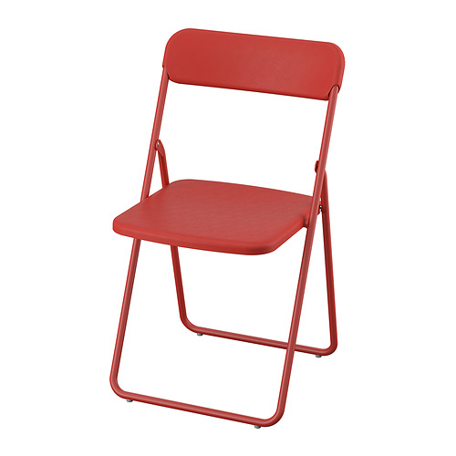 VIHALS, mesa de ala abatible y 2 sillas plegables, VIHALS rojo