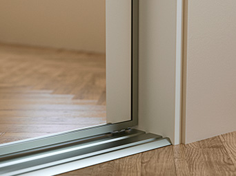 the rail of a sliding door